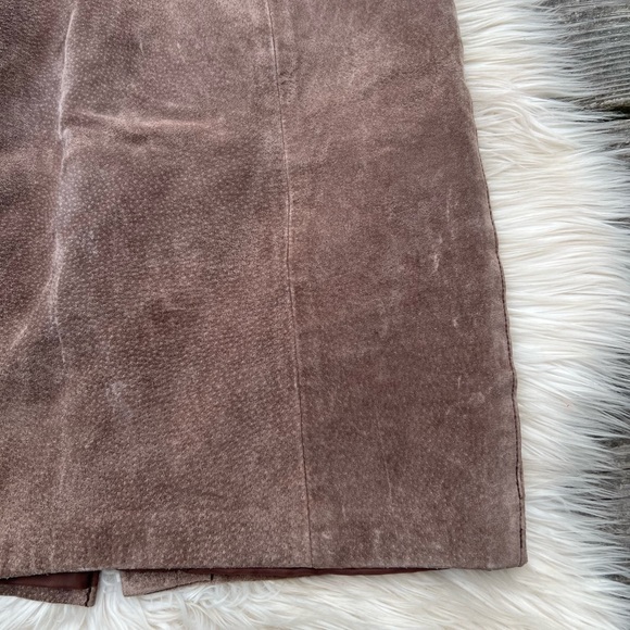 Tan Genuine Suede Leather Pencil Skirt VTG Pristine - Picture 4 of 14